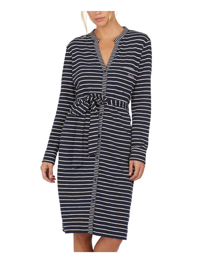 BARBOUR Womens Navy Striped Split Knee Length Evening Sheath Dress 12