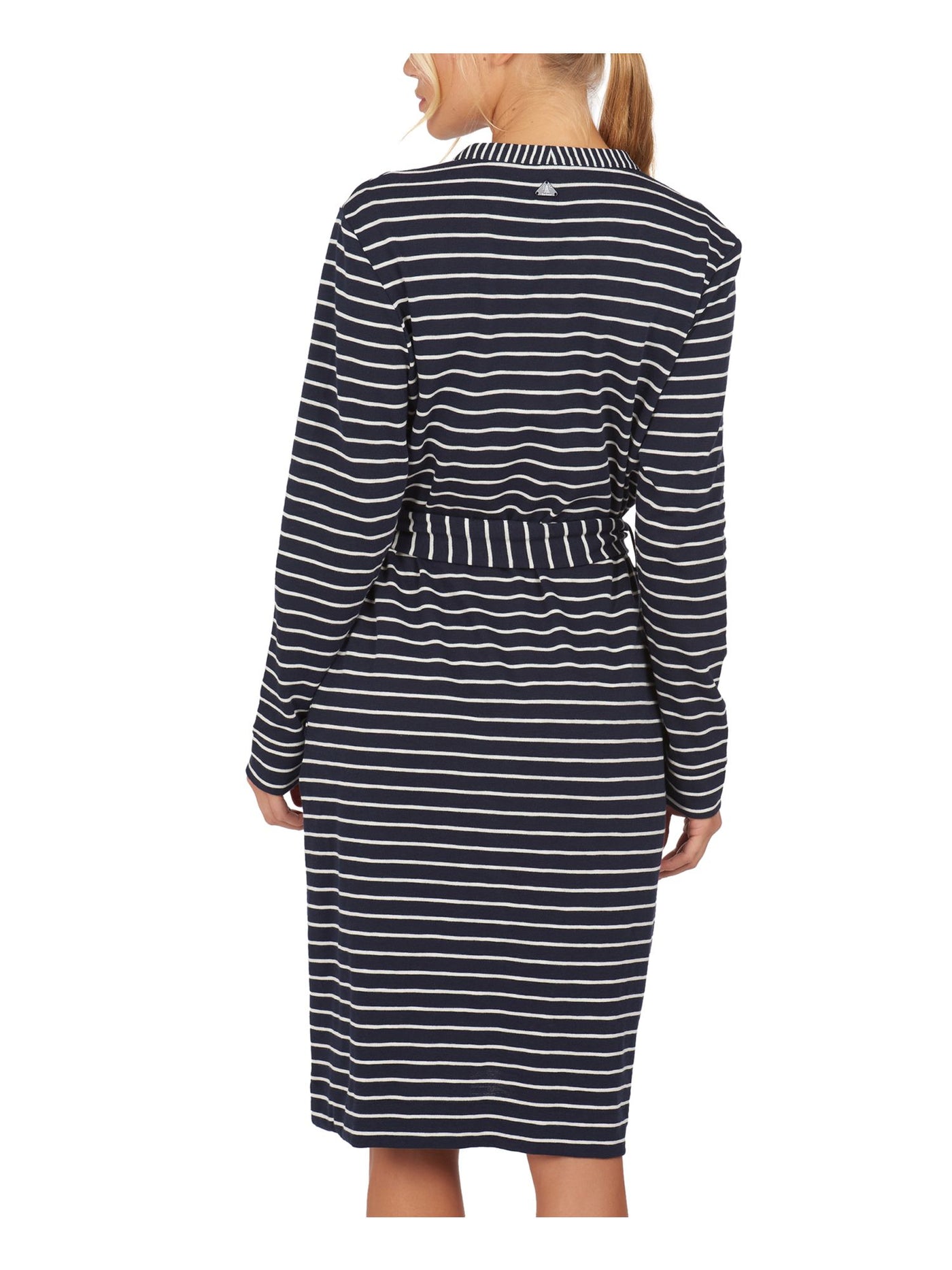 BARBOUR Womens Navy Striped Split Knee Length Evening Sheath Dress 12