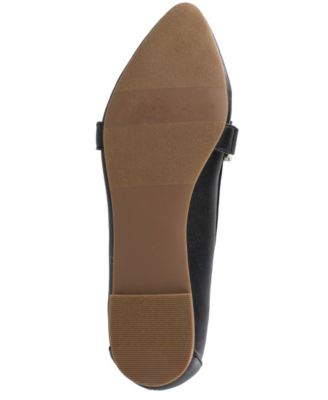 XOXO Womens Black Embellished Vona Pointy Toe Slip On Dress Flats Shoes M