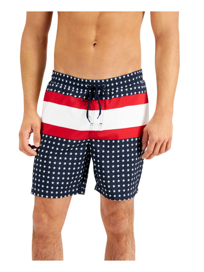 CLUBROOM Mens Swimwear Navy Drawstring, Color Block Moisture Wicking Shorts XXL