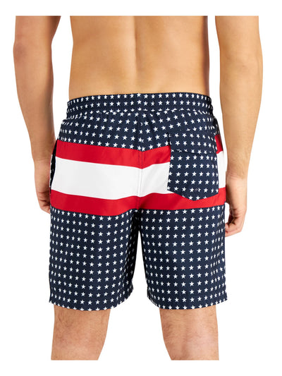 CLUBROOM Mens Swimwear Navy Drawstring, Color Block Moisture Wicking Shorts XXL