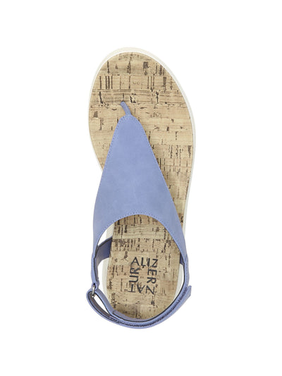 NATURALIZER Womens Light Blue Non-Slip Meghan Round Toe Wedge Thong Sandals 8 M