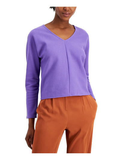 ALFANI Womens Purple V Neck Sweater S