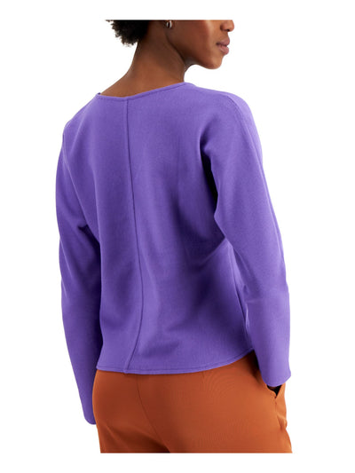 ALFANI Womens Purple V Neck Sweater M