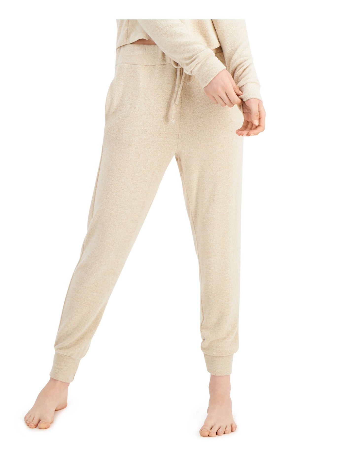 ALFANI INTIMATES Intimates Beige Knit Pocketed Cuffed Jogger Sleep Pants XXL