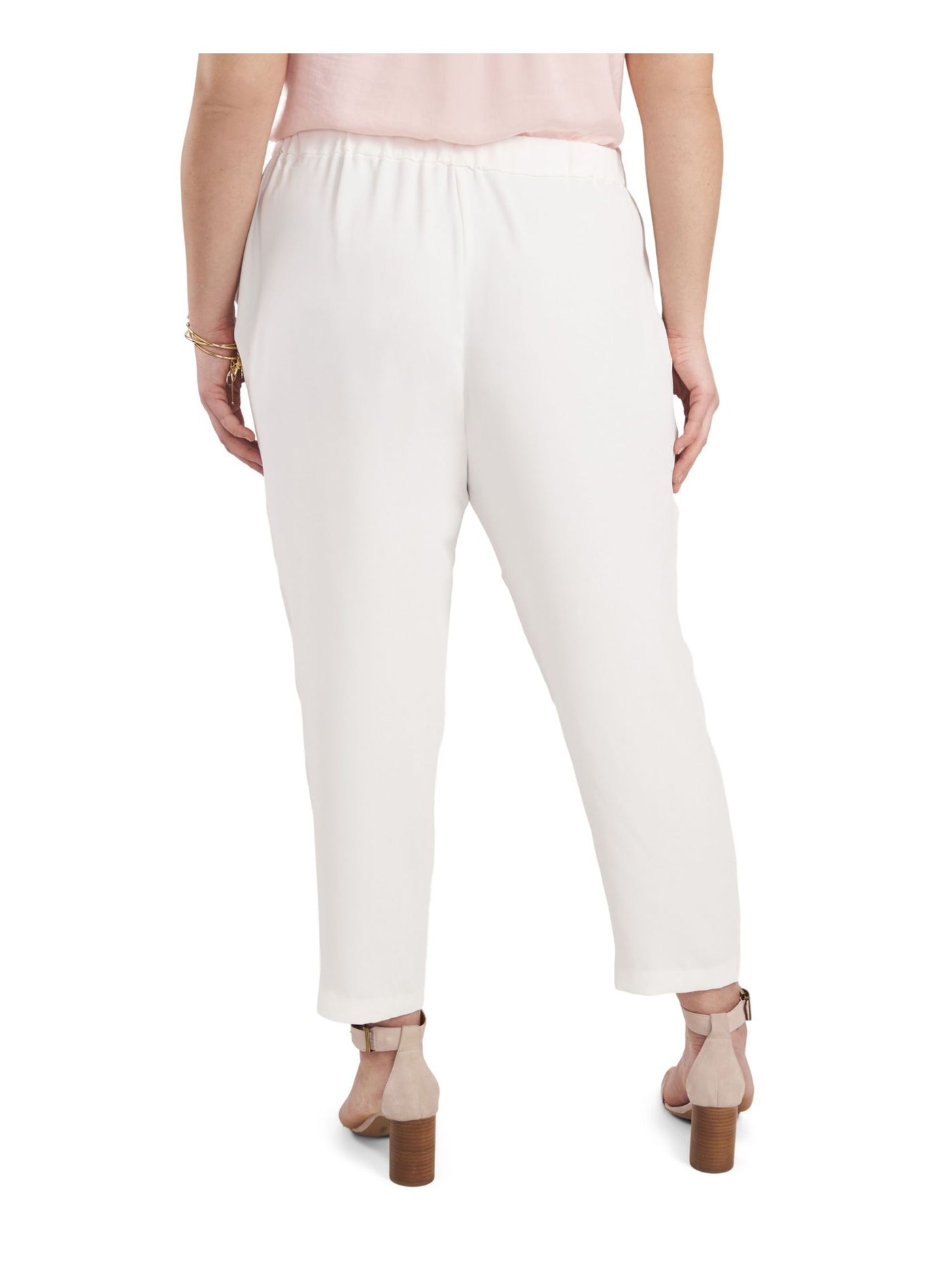 VINCE CAMUTO Womens White Stretch Pocketed Pull On Wear To Work Straight leg Pants Plus 2X