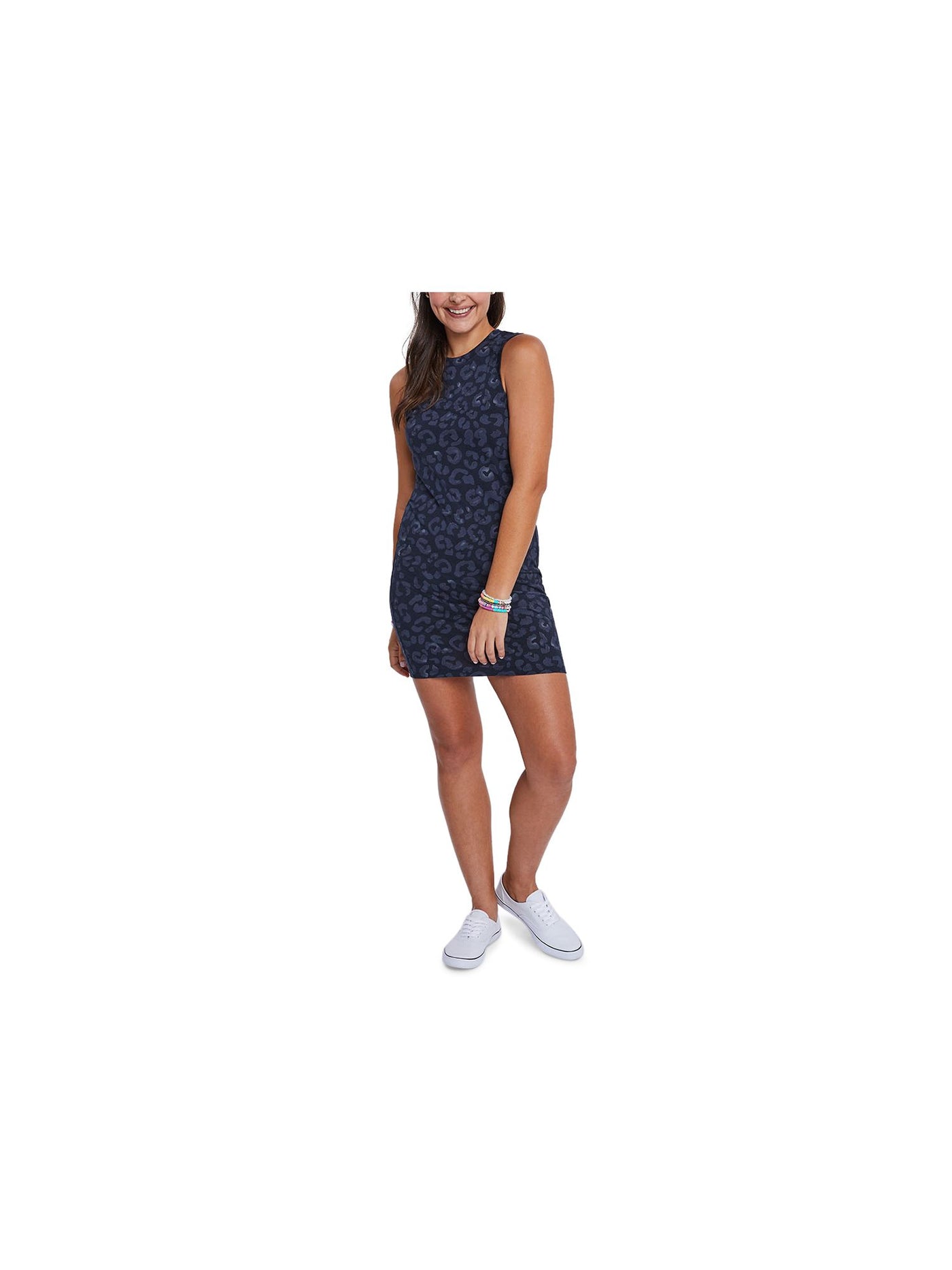 SUNDOWN BY SPLENDID Womens Navy Sleeveless Crew Neck Mini Body Con Dress L