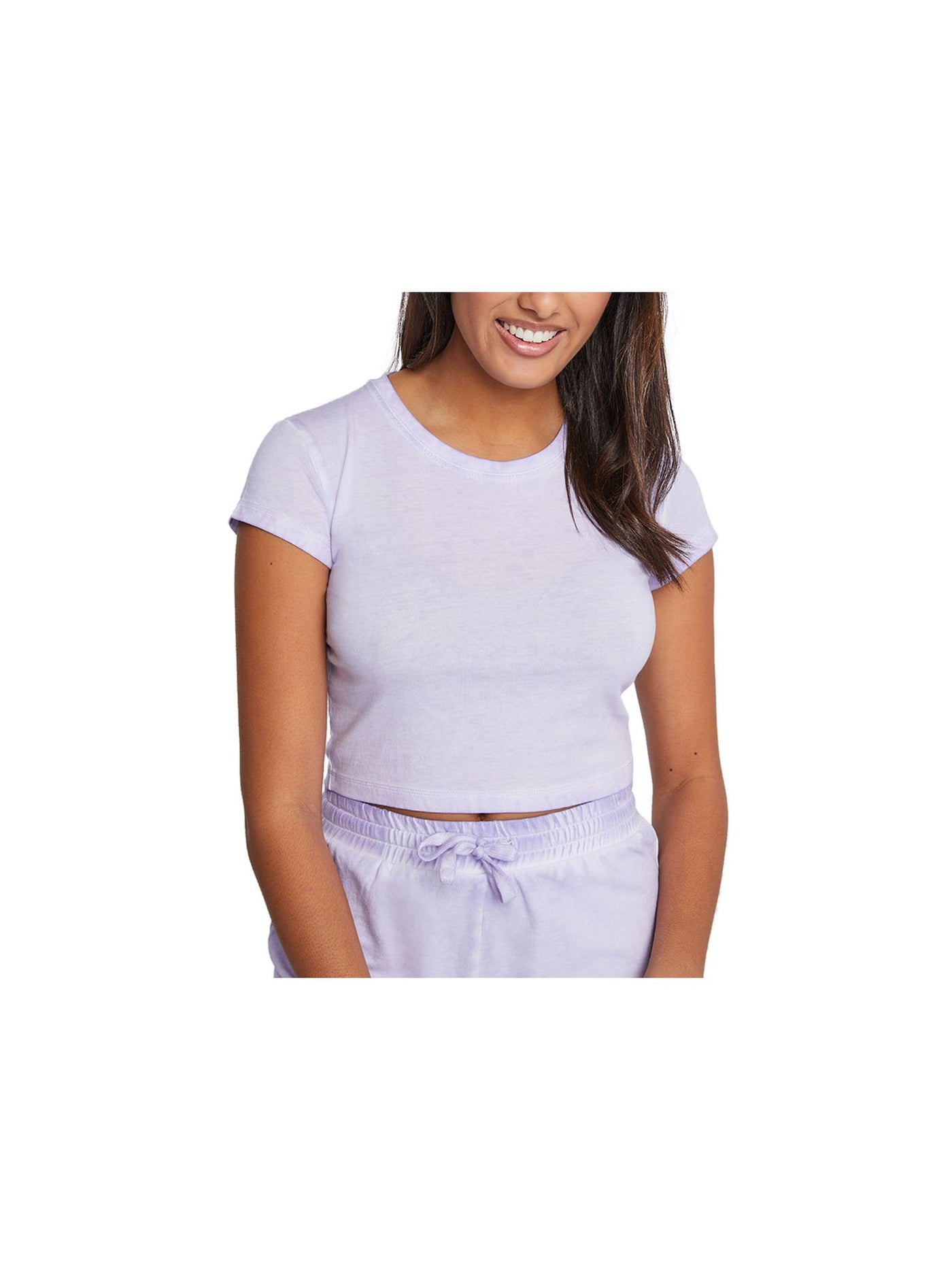 SUNDOWN BY SPLENDID Womens Purple Short Sleeve Crew Neck Crop Top Juniors L