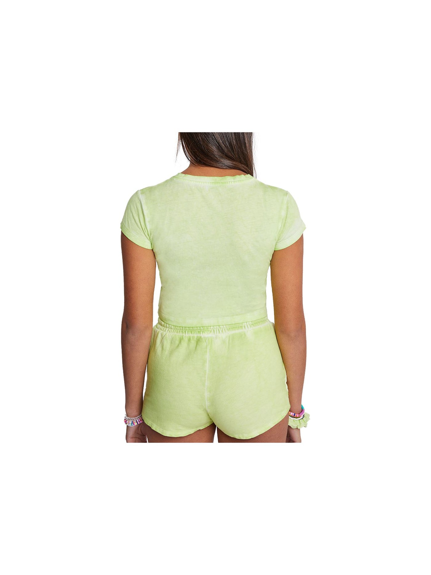 SPLENDID Womens Green Short Sleeve Crew Neck Crop Top M