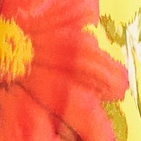 TAYLOR Womens Yellow Stretch Ruffled Zippered Asymmetrical-hem Chiffon Printed Flutter Sleeve V Neck Midi Party Fit + Flare Dress