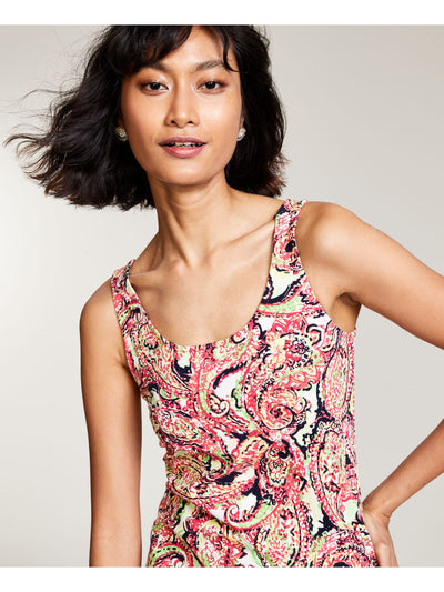 BAR III DRESSES Womens Pink Stretch Slitted Scoop-back Pullover Printed Sleeveless Scoop Neck Above The Knee Cocktail Sheath Dress XS