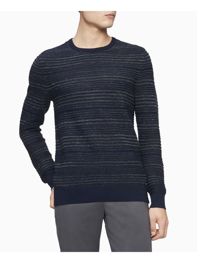 CALVIN KLEIN Mens Navy Striped Crew Neck Pullover Sweater M