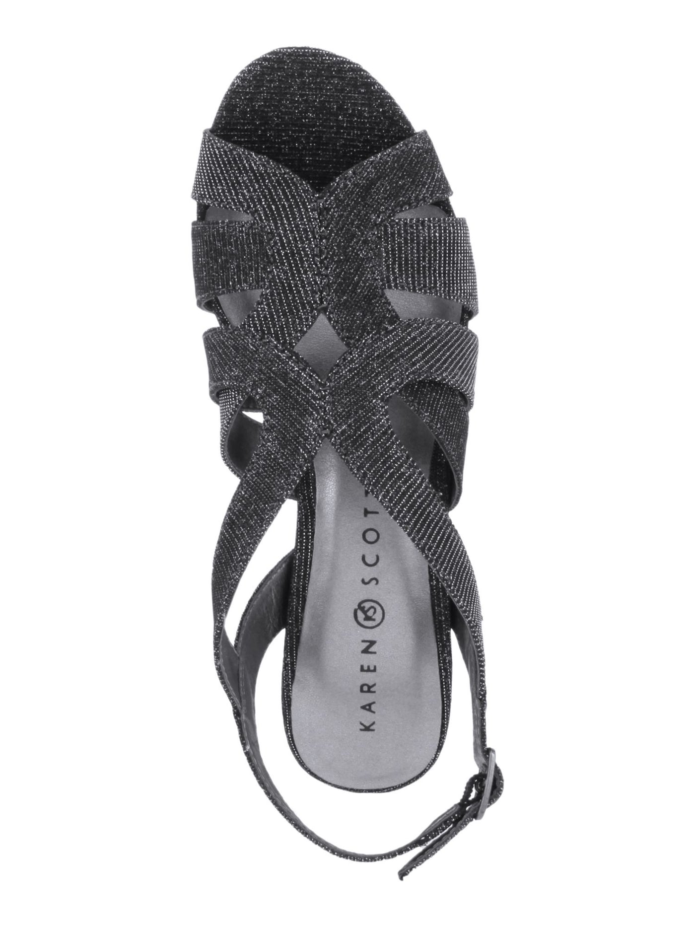 KAREN SCOTT Womens Gray Glitter Cushioned Belindah Peep Toe Stiletto Buckle Dress Sandals 6.5 M