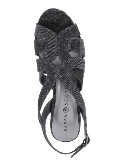 KAREN SCOTT Womens Gray Glitter Cushioned Belindah Peep Toe Stiletto Buckle Dress Sandals Shoes 6 M