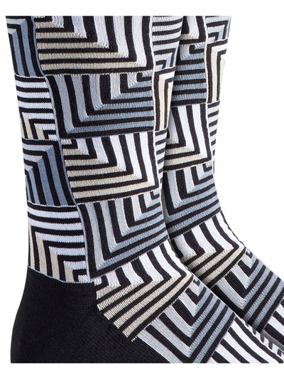 ALFATECH BY ALFANI Mens Cement Black Cotton Geometric Moisture Wicking Seamless Dress Crew Socks 7-12