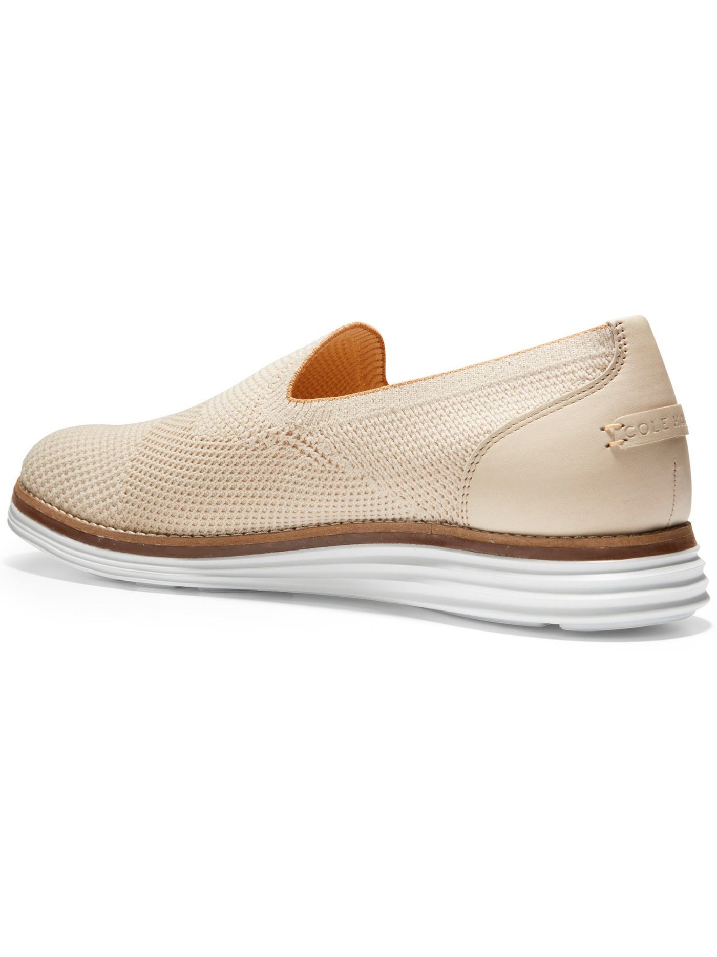 COLE HAAN Womens Beige Mixed Stitchlight Flexible Moisture Management Cushioned Comfort Cloudfeel Meridan Almond Toe Wedge Slip On Loafers Shoes 6 B