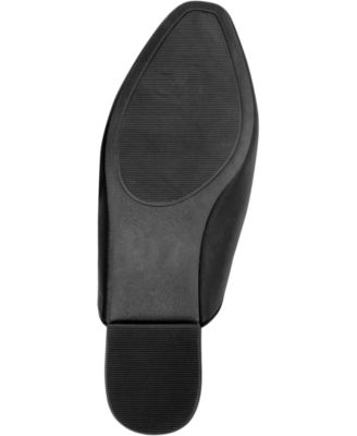 JOURNEE COLLECTION Womens Black Notched Padded Akza Square Toe Slide Mules