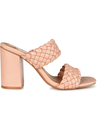 JOURNEE COLLECTION Womens Pink Padded Woven Goring Melissa Open Toe Block Heel Slip On Heeled Sandal 10 M