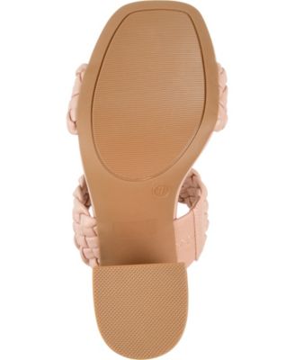 JOURNEE COLLECTION Womens Pink Padded Woven Goring Melissa Open Toe Block Heel Slip On Heeled M