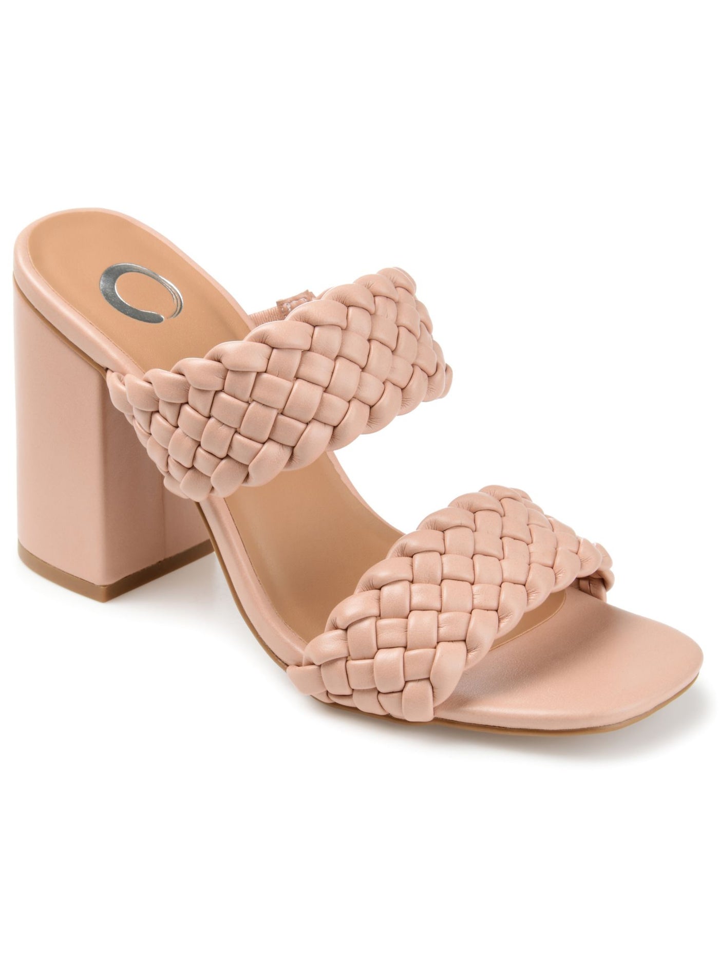 JOURNEE COLLECTION Womens Pink Padded Woven Goring Melissa Open Toe Block Heel Slip On Heeled Sandal 10 M