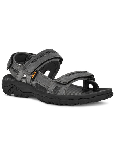 TEVA Mens Gray Mixed Media Hiking Arch Support Padded Hudson Round Toe Wedge Sandals Shoes 9