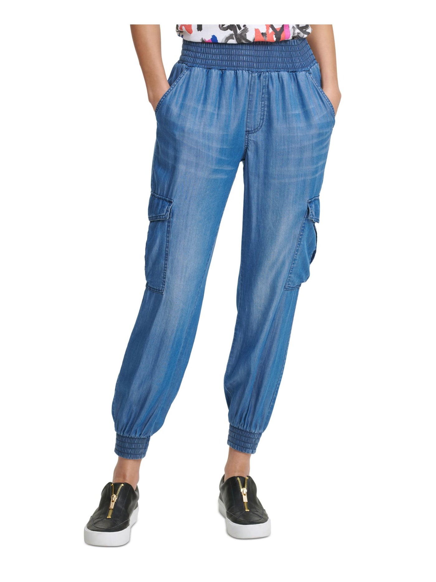 DKNY JEANS Womens Blue Cuffed Pants S