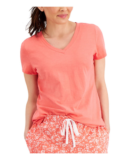 CHARTER CLUB Intimates Coral Cotton Blend V-Neck Sleep Shirt Pajama Top S