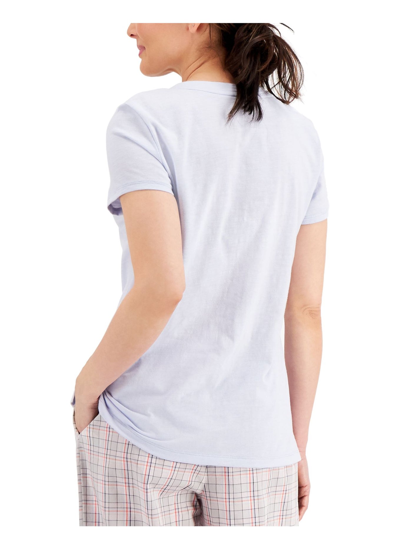 CHARTER CLUB Intimates Light Blue Cotton Blend V-Neck Sleepwear Sleep Shirt Pajama Top S