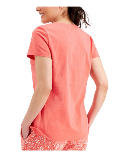 CHARTER CLUB Intimates Coral Cotton Blend V-Neck Sleep Shirt Pajama Top S