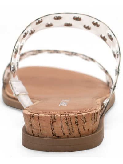 SUN STONE Womens Clear Cushioned Comfort Studded Slip Resistant Easten Round Toe Wedge Slip On Slide Sandals Shoes 8 M