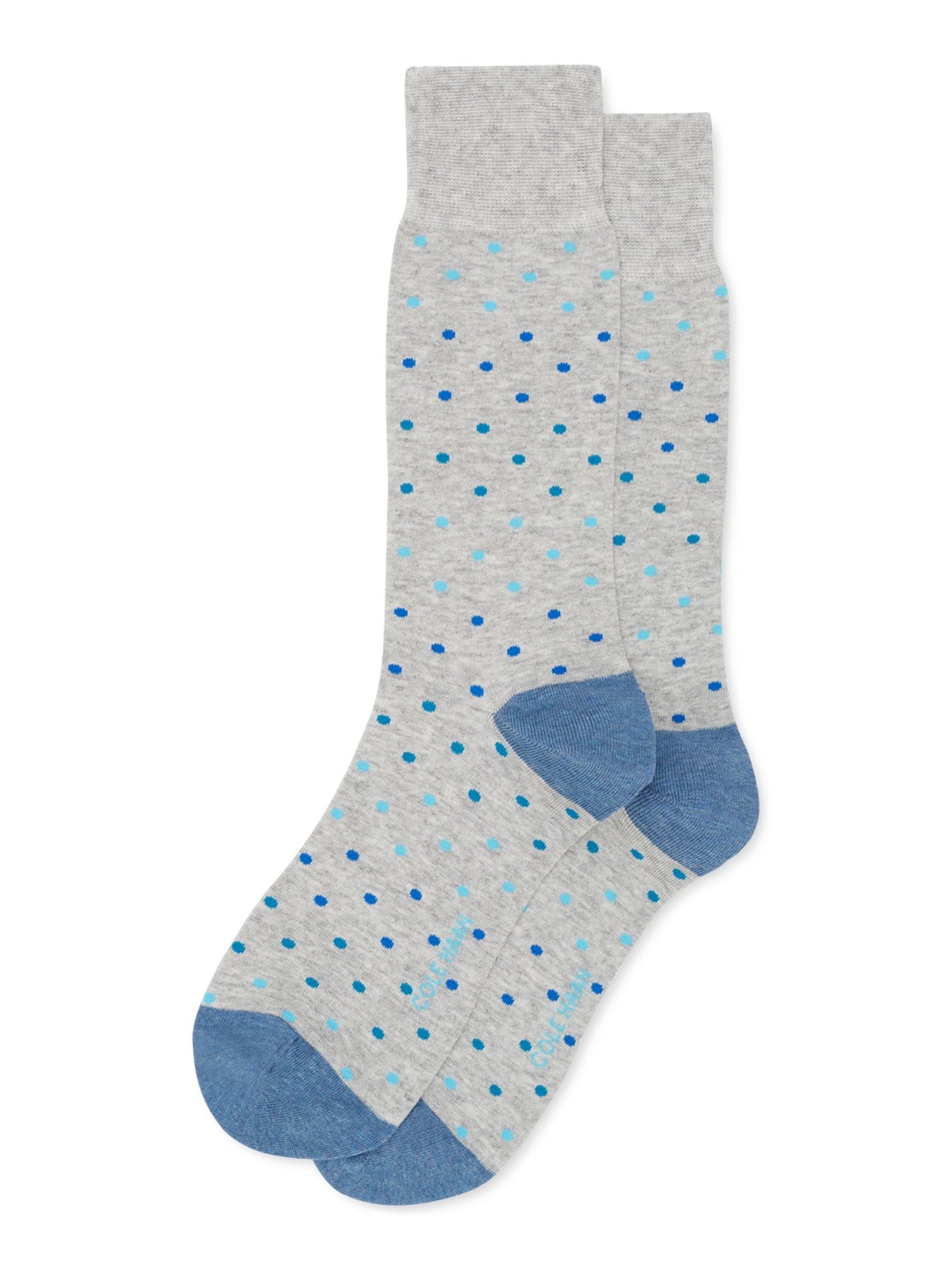 COLE HAAN Mens Light Grey Heather Gray Polka Dot Dress Crew Socks 7-12