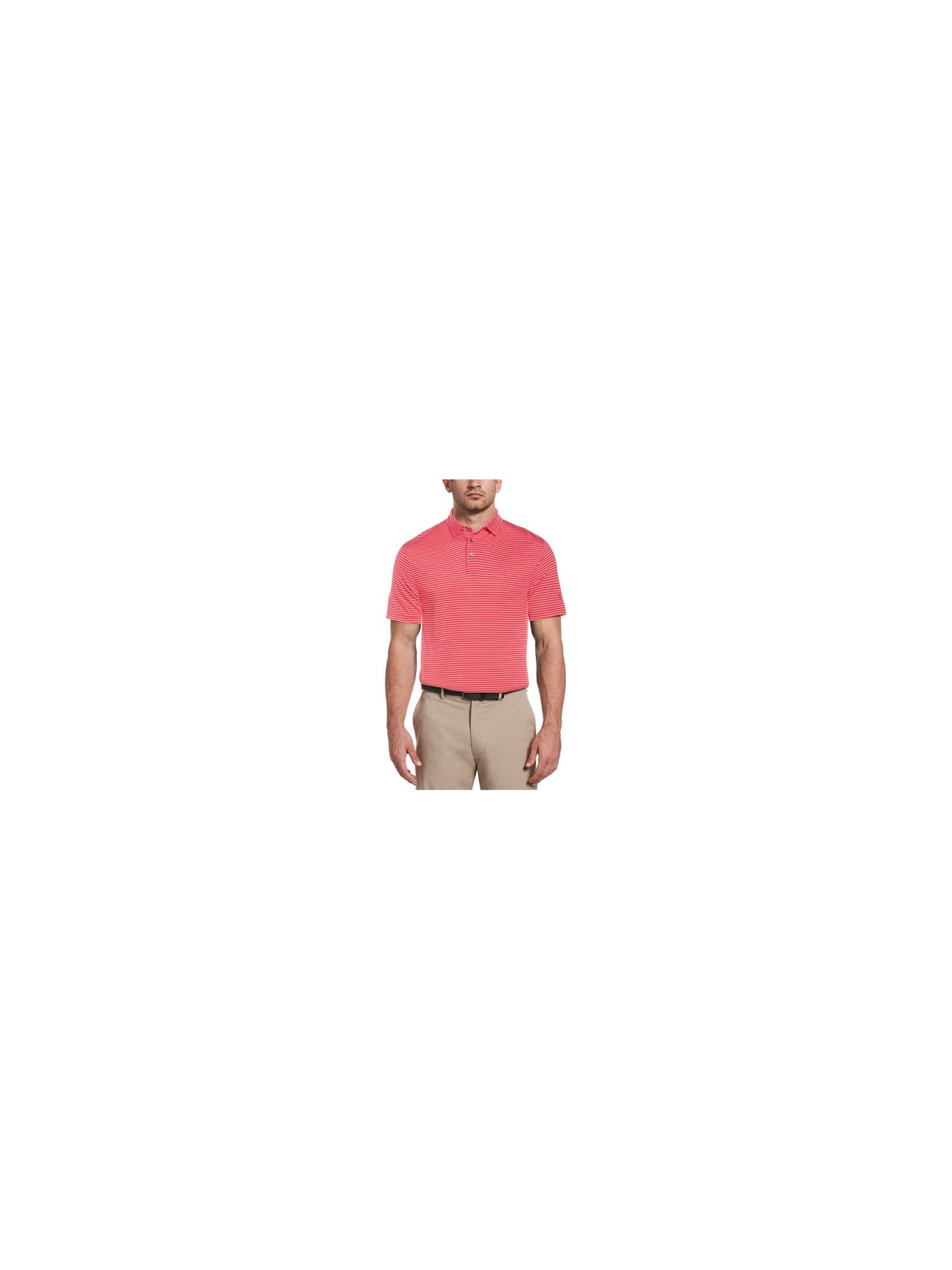 HYBRID APPAREL Mens Pink Lightweight, Striped Athletic Fit Moisture Wicking Polo S