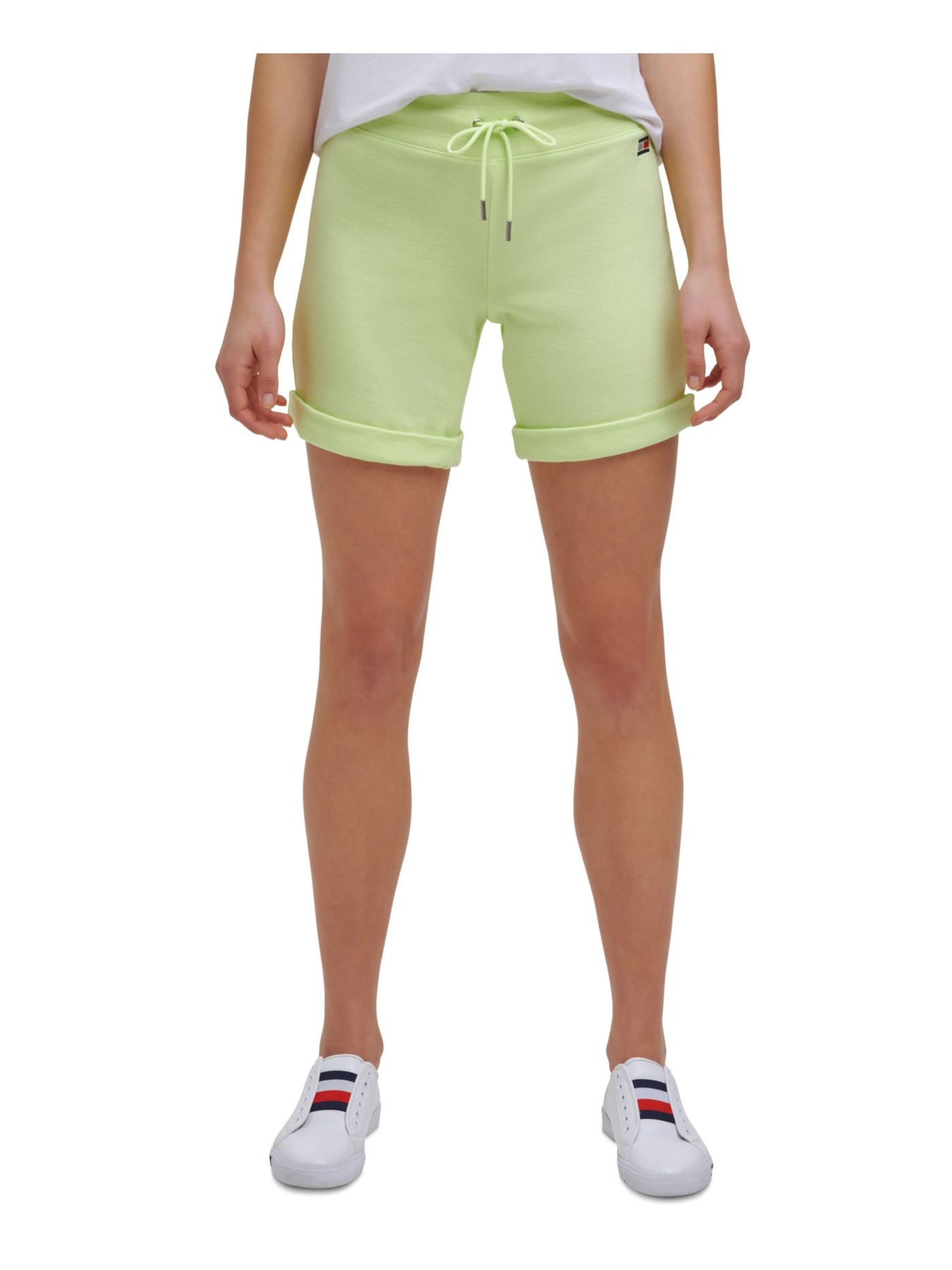 TOMMY HILFIGER SPORT Womens Green Cuffed Shorts XS