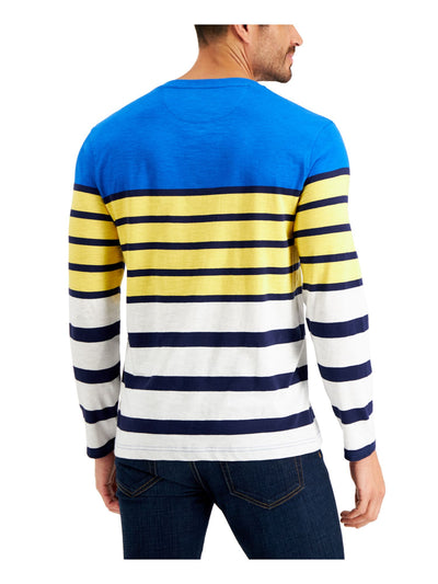 CLUBROOM Mens Blue Striped Classic Fit Henley Shirt XL