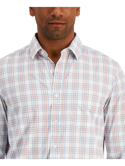 CLUBROOM Mens White Windowpane Plaid Collared Button Down Moisture Wicking Moisture Wicking Shirt XXL