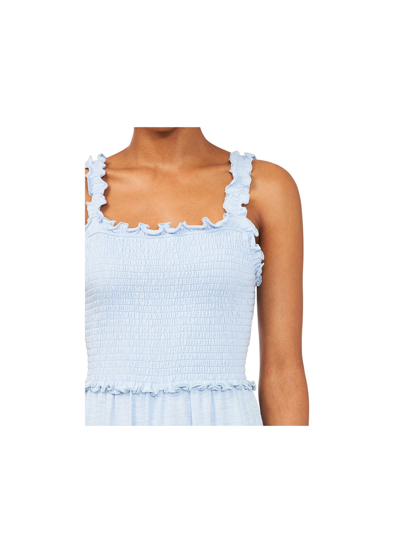 RILEY&RAE Womens Light Blue Stretch Smocked Pocketed Sleeveless Square Neck Jumpsuit XL