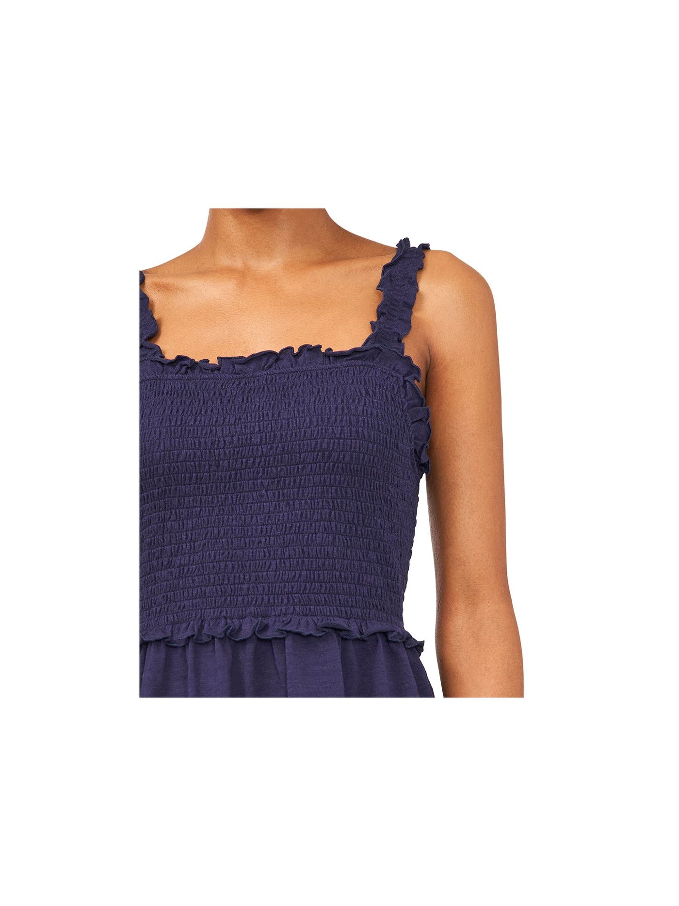 RILEY&RAE Womens Navy Stretch Ruffled Square Neck Peplum Top XL