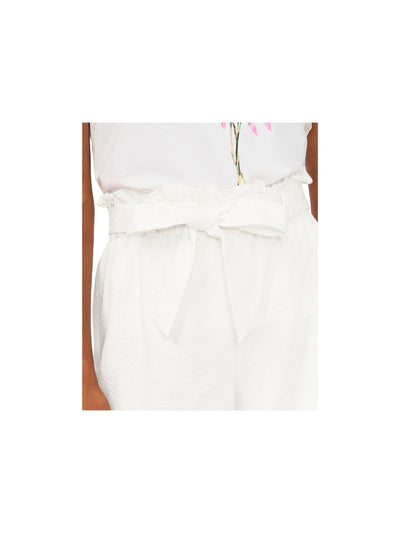 RILEY&RAE Womens White Stretch Belted Paperbag Pull-on Shorts L