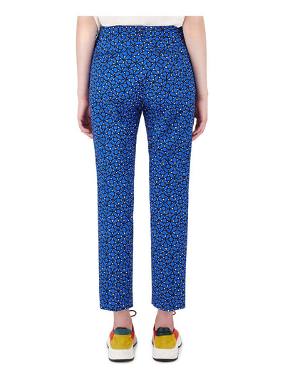 WEEKEND Womens Blue Stretch Zippered Pocketed Mid Rise Printed Cropped Pants 4
