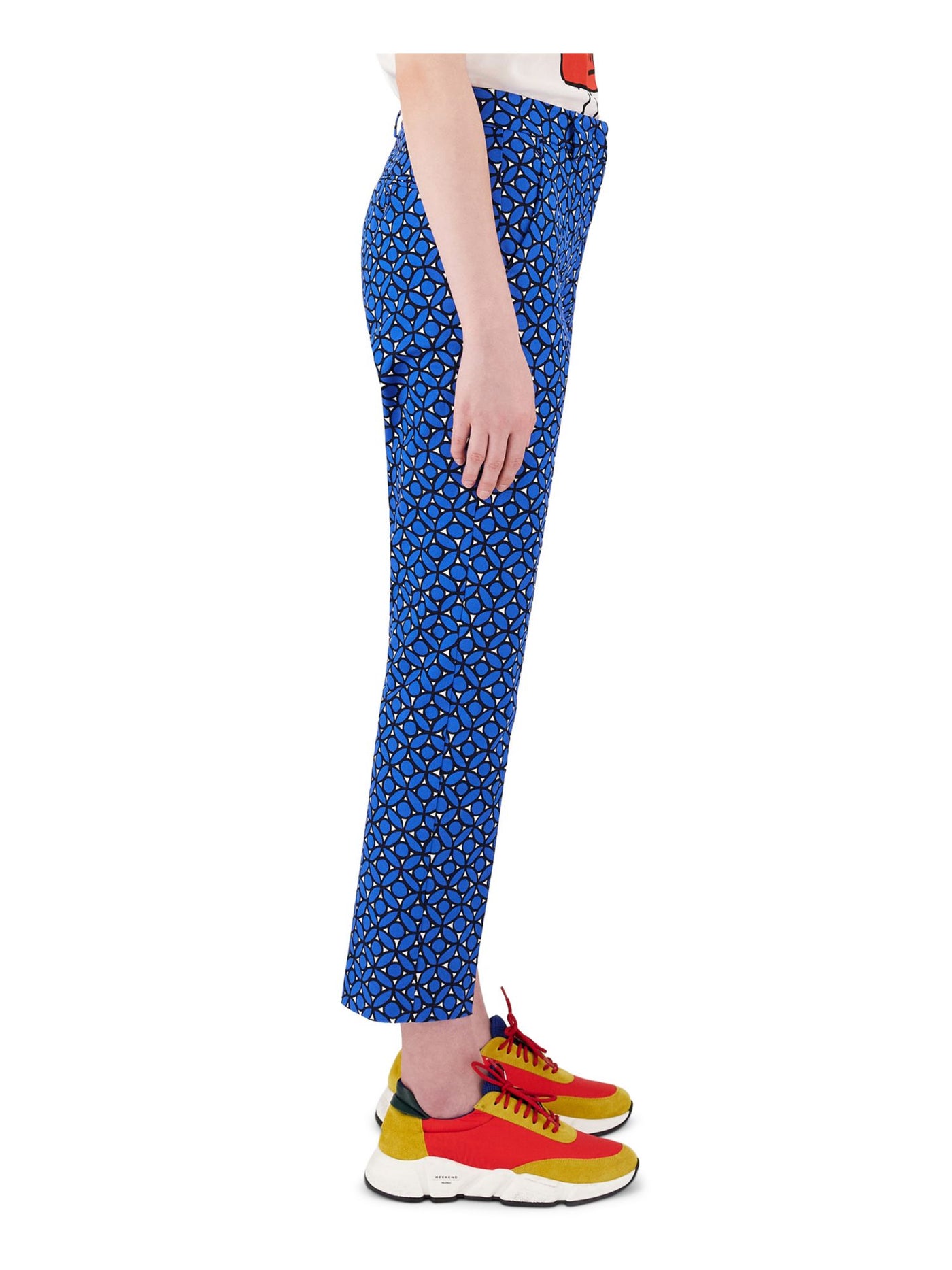 WEEKEND Womens Blue Stretch Zippered Pocketed Mid Rise Printed Cropped Pants 4