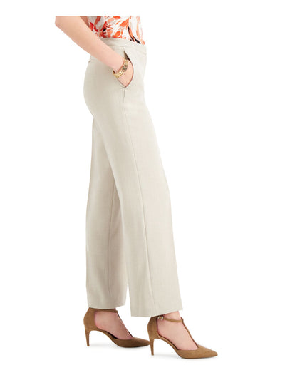 KASPER Womens Beige Zippered Pocketed Pebble Crepe Wear To Work Straight leg Pants 18
