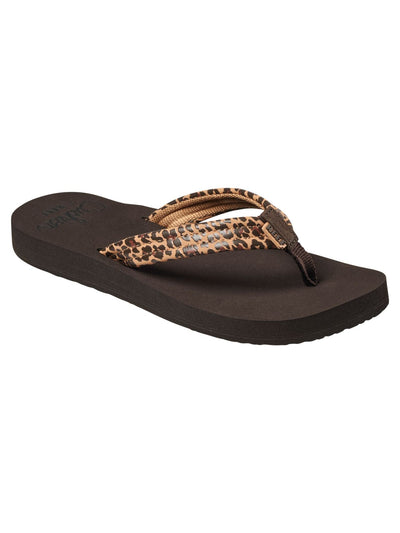 CUSHION COLLECTION BY REEF Womens Beige Animal Print Cushioned Breeze Round Toe Slip On Flip Flop Sandal 9