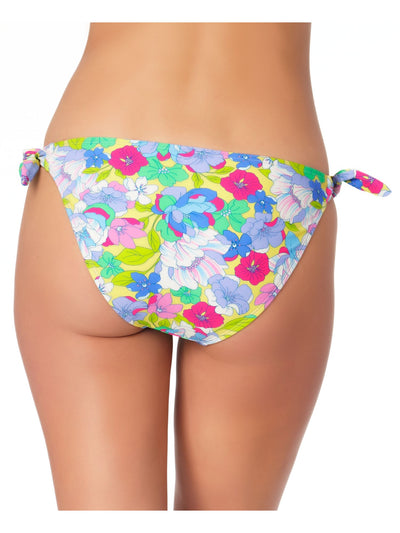 CALIFORNIA WAVES Women's Multi Color Floral Stretch LINED Moderate Coverage Tie Hipster Swimsuit Bottom S