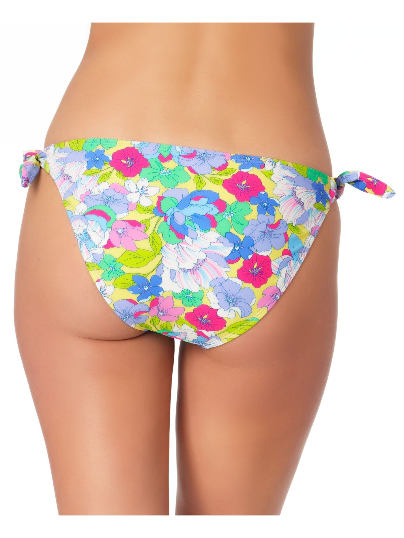 CALIFORNIA WAVES Women's Multi Color Floral Stretch LINED Moderate Coverage Tie Hipster Swimsuit Bottom XL