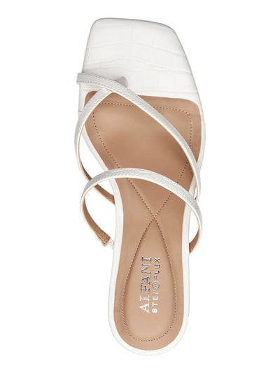 ALFANI Womens White Metallic Accent Strappy Comfort Eadyn Square Toe Wedge Slip On Sandals 7.5 M