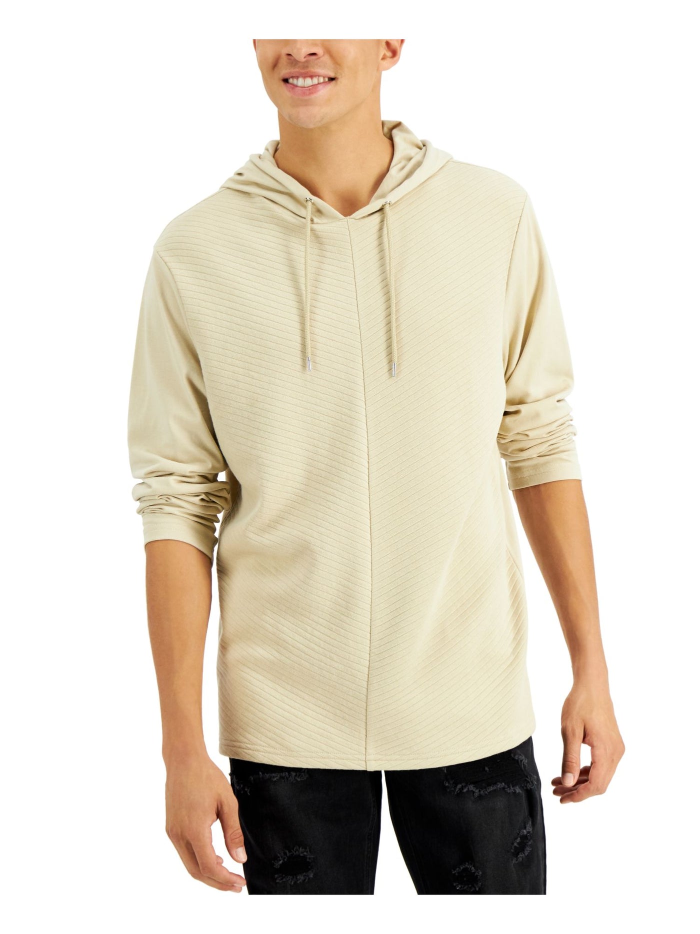 INC Mens Changed Beige Classic Fit Draw String Hoodie S