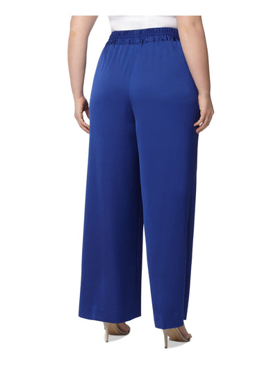 ANNE KLEIN Womens Blue Pocketed Drawstring Elastic Waist Culotte Wear To Work Wide Leg Pants Plus 1X