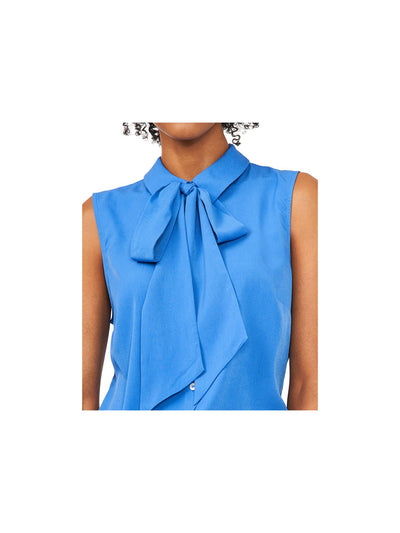 RILEY&RAE Womens Sleeveless Tie Neck Button Up Top