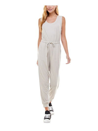 KINGSTON GREY Womens Stretch Tie Pocketed Sleeveless Scoop Neck Lounge Jumpsuit