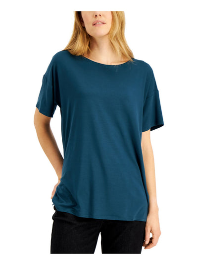 EILEEN FISHER Womens Green Stretch Short Sleeve Scoop Neck T-Shirt XL